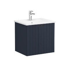 Vitra Root Groove 69266 Lavabo Dolabı, Kapaklı, 60 Cm, Mat Lacivert, Köşeli Lavabolu